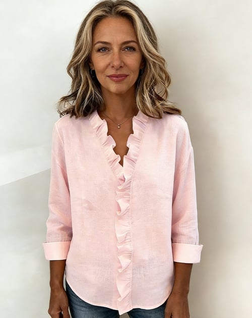 ruffle-v-neck-long-sleeve-blouse