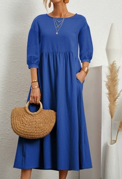 💝Lantern Sleeve Cotton And Linen Summer Dress