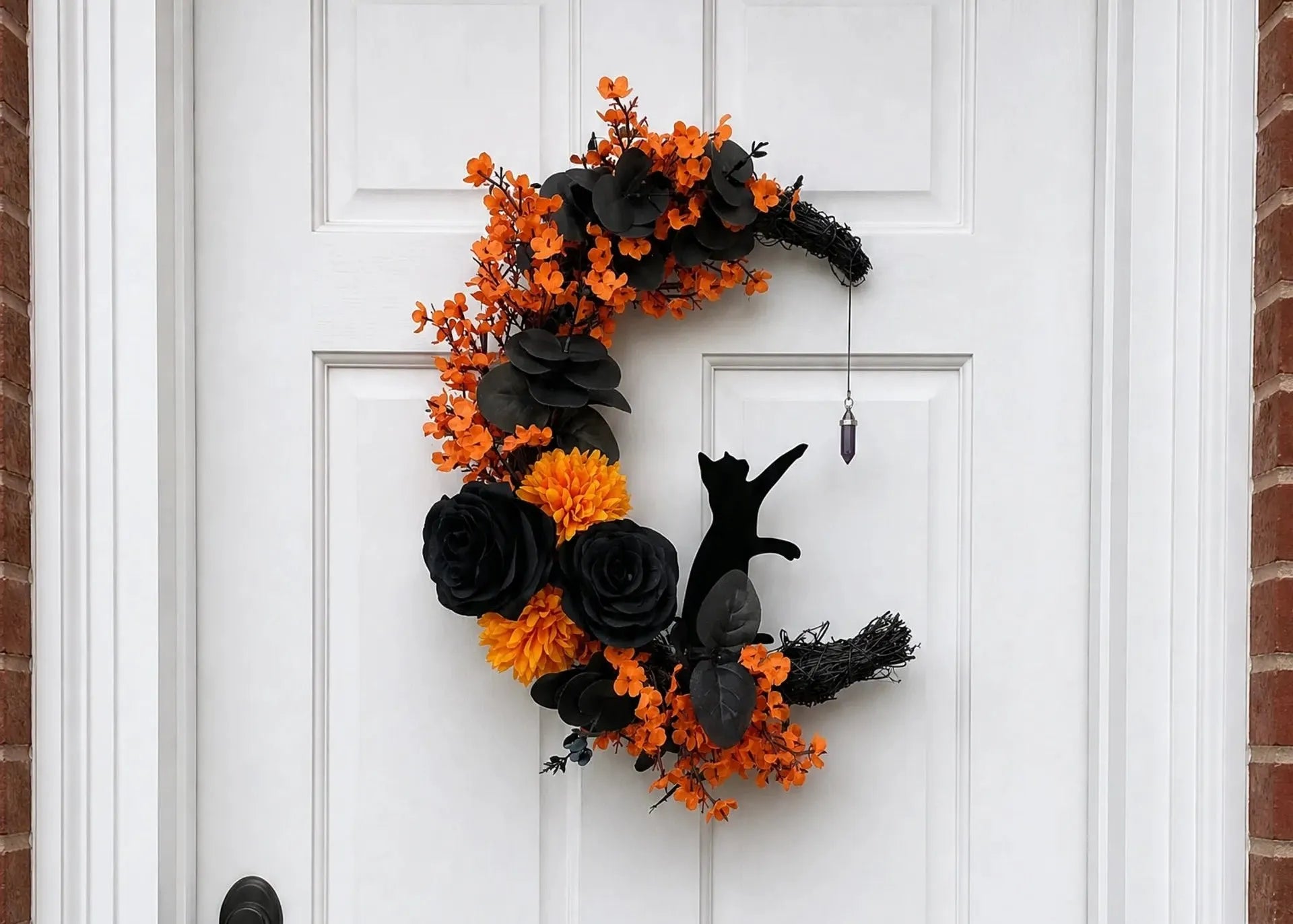 Handmade Halloween Cat Wreath