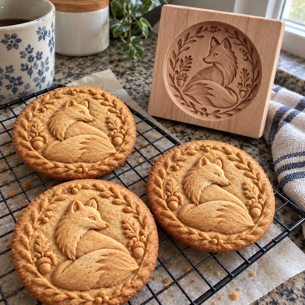 🌟✨ Woodland Animal Cookie Mold | 4.7-Inch Wooden Embossing Mold for Cozy Homemade Cookies 🍪