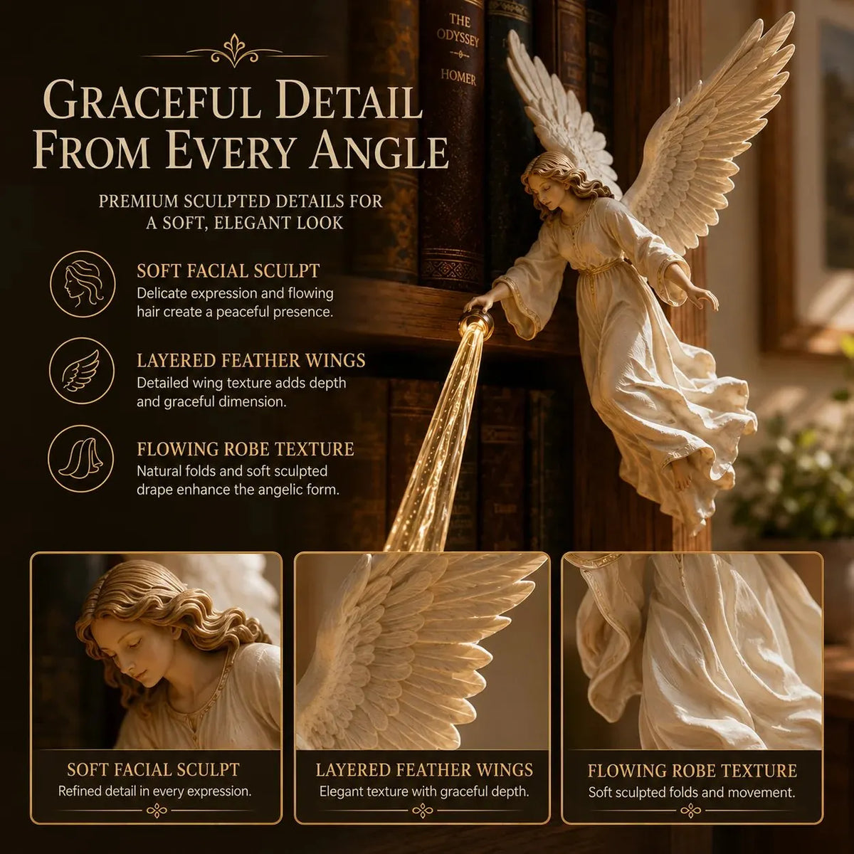 🎉🎁 Heavenly Guardian — Angel Beam Bookshelf Decor