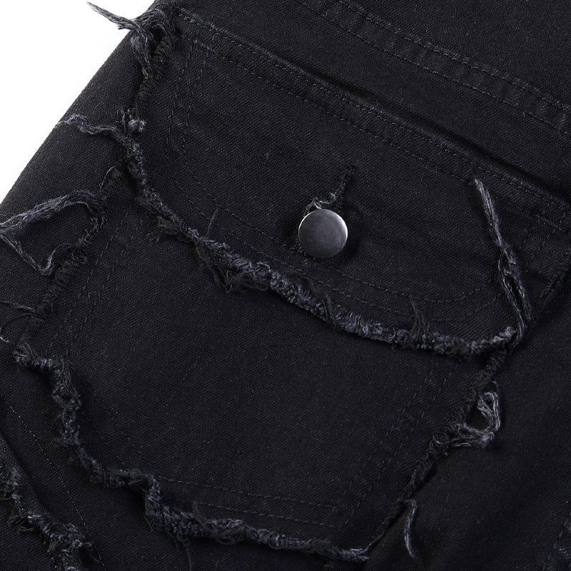 ✂️ Men's Deconstructed Frayed Flare Jeans – Vintage Wash & Stretch Cotton – Bold Streetwear