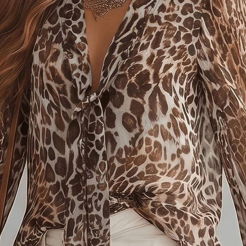 🌸🍃👕 V-Neck Leopard Top – Classic print, everyday comfort.