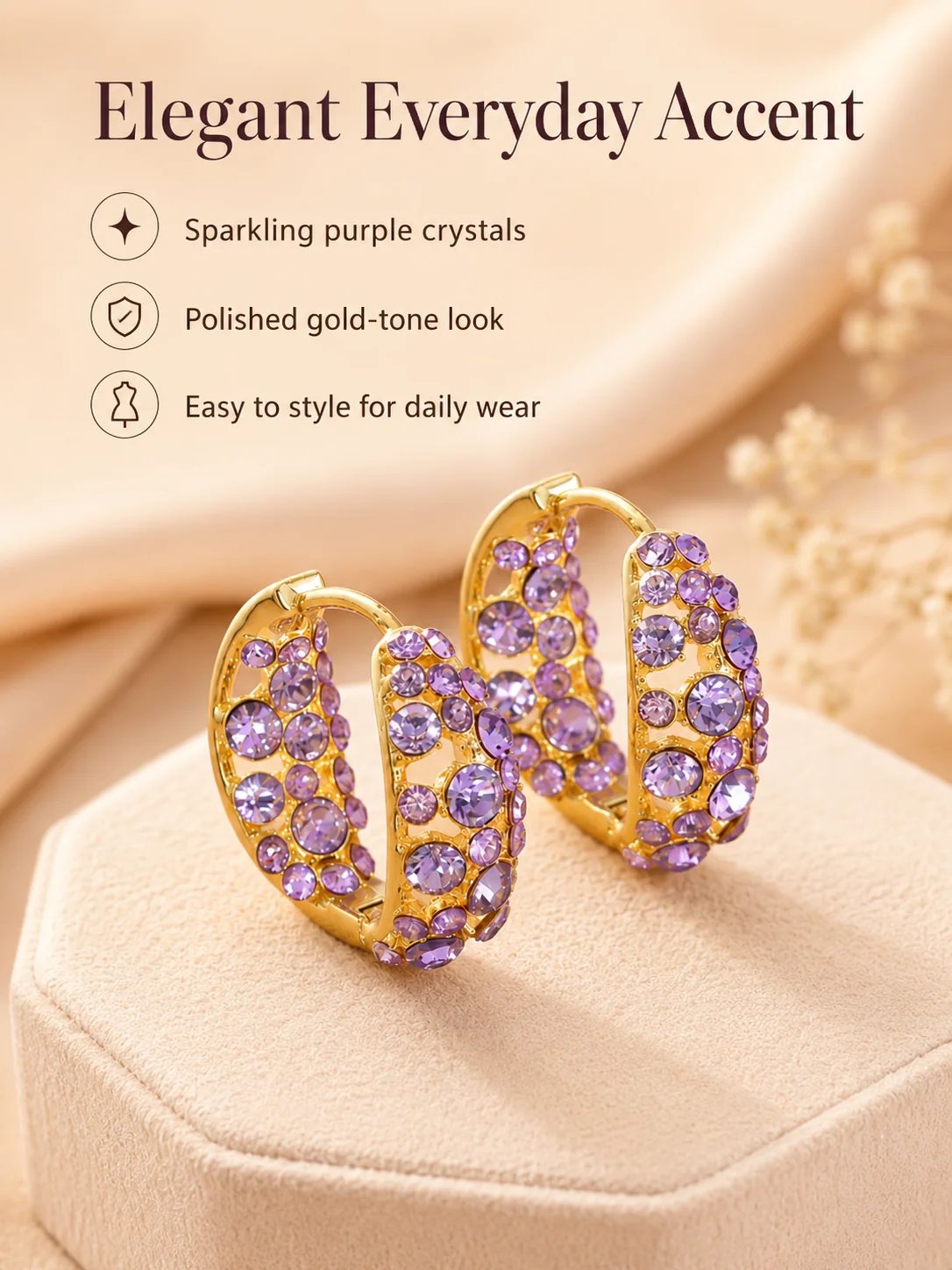 🔥HOT SALE🔥💜 Sparkling Light Purple Zircon Huggie Hoop Earrings