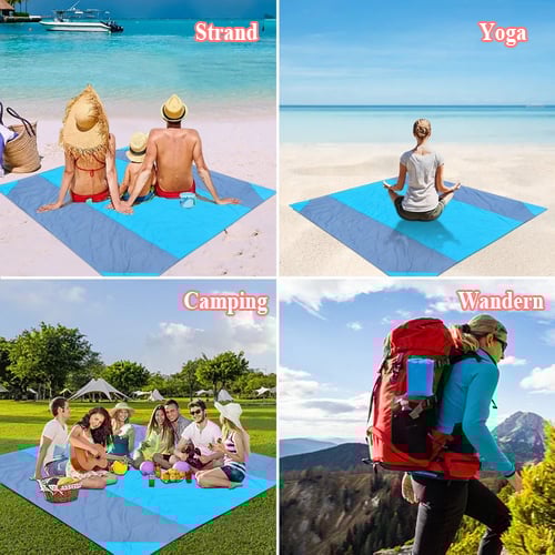 Sand-fastened beach blanket👨‍👩‍👧‍👦
