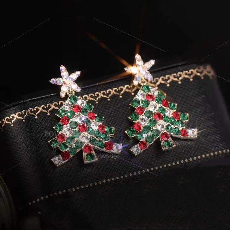 Shiny Christmas Tree Earrings