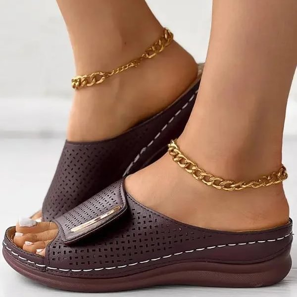 Peep Toe Hollow Out Orthopedic Slippers