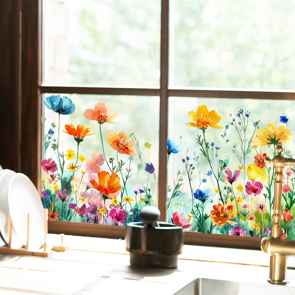 💐💞Colorful Floral Bouquet Window Sticker