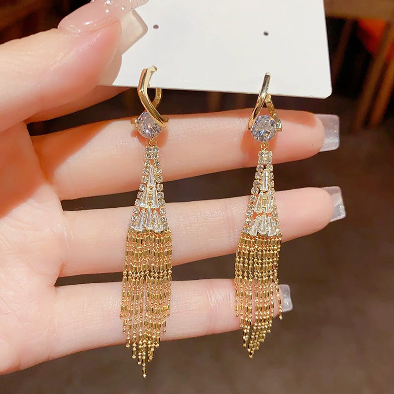 Rhinestone Tassel Earrings