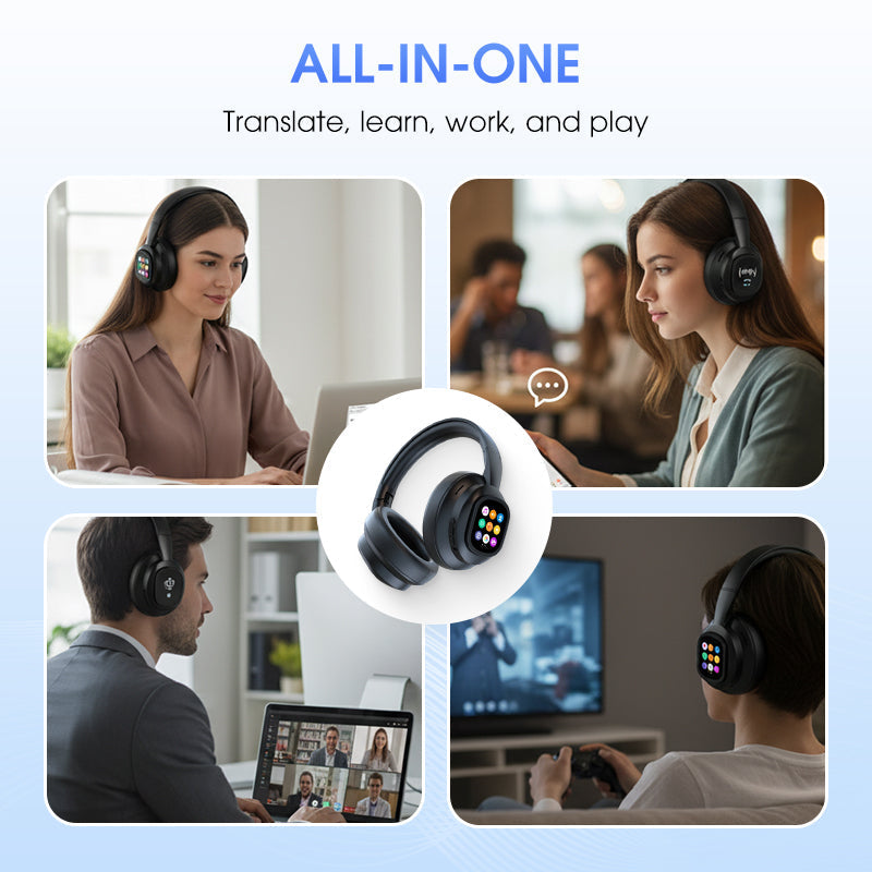 ✨ AI Bluetooth Headphones - Smart LCD Display & Voice Assistant with Premium Sound Quality for Music & Calls 📱✨