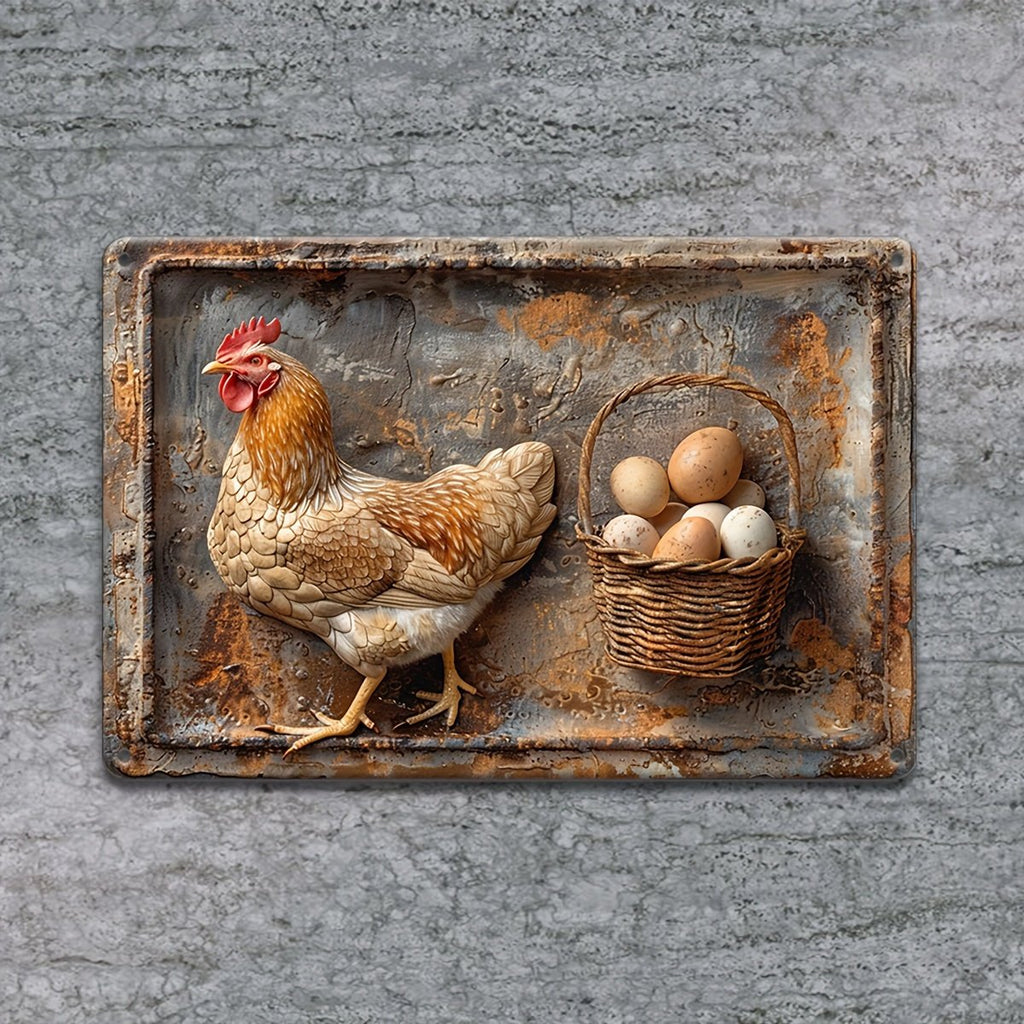 🔥Vintage Chicken & Fresh Eggs Metal Sign