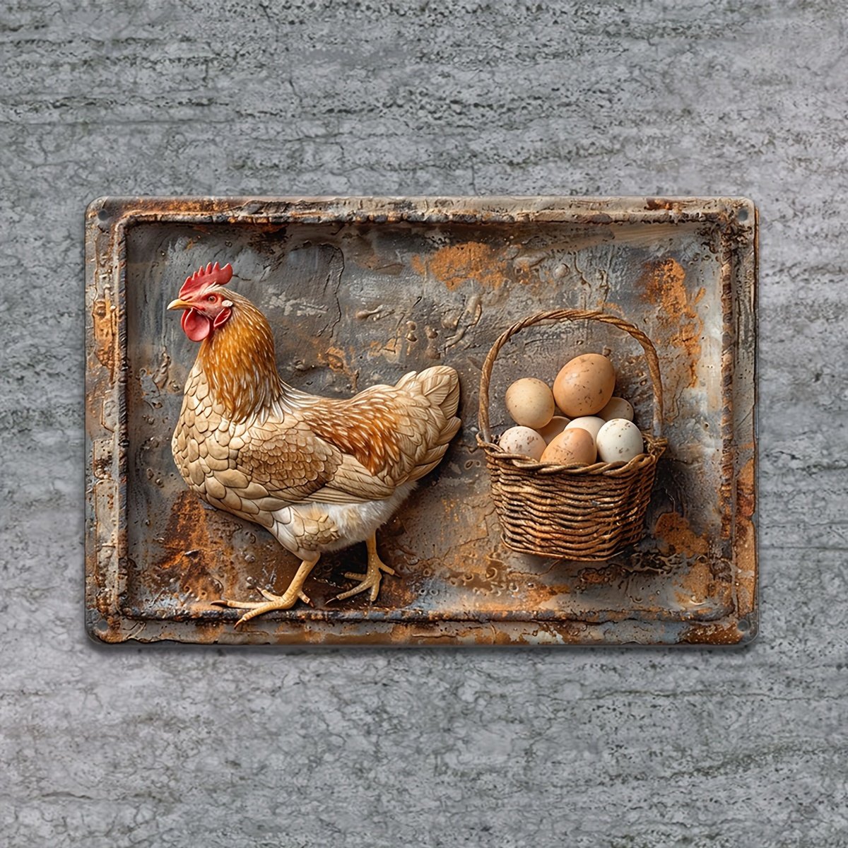 🔥Vintage Chicken & Fresh Eggs Metal Sign