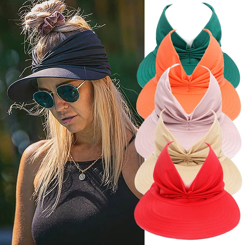 Women Outdoor Hollow Top Summer Sun Visor Hat