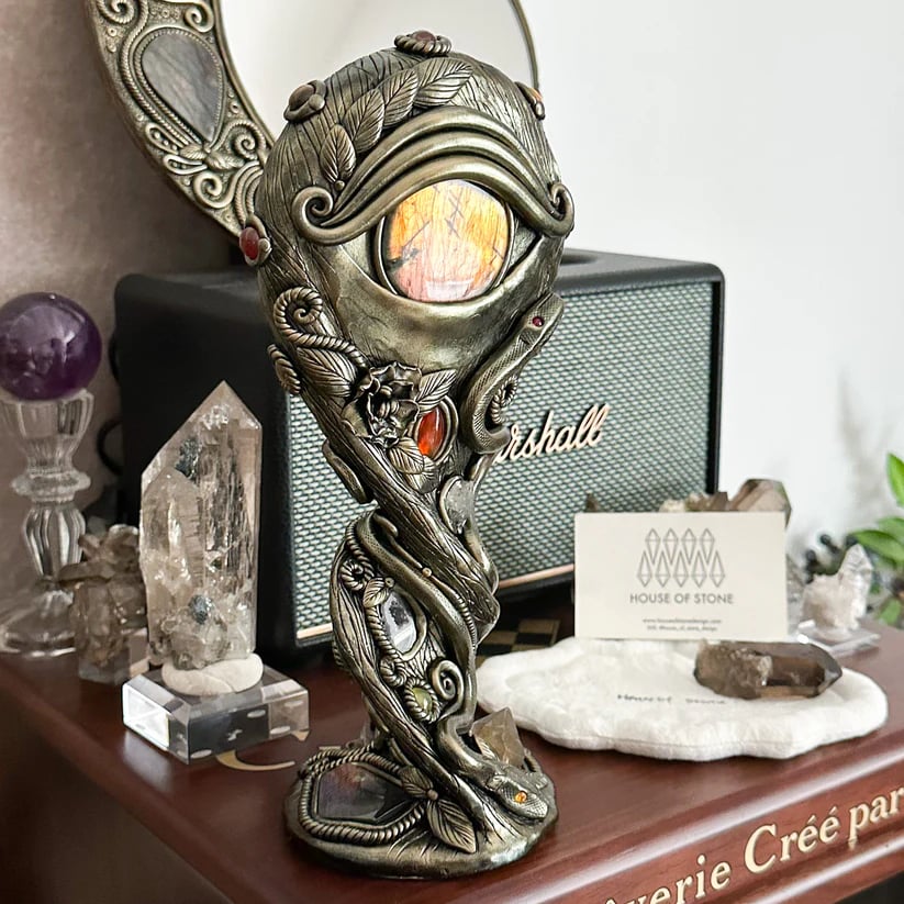 Handmade Black Obsidian Scrying Mirror – Crystal Chakra Altar Tool