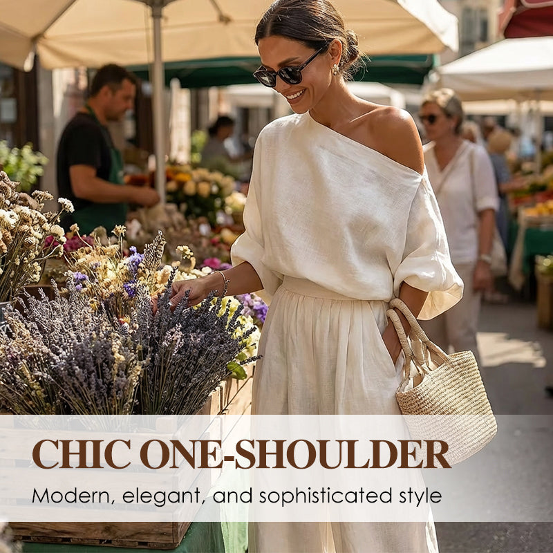 Women's Asymmetrical One-Shoulder Top & Pants Set