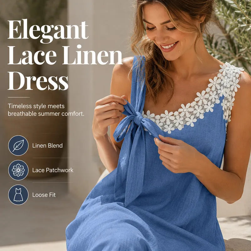 Summer Favorite☀️🌺 Elegant Lace Dress with Shoulder Bow Detail – Must-Have for Effortless Summer Style