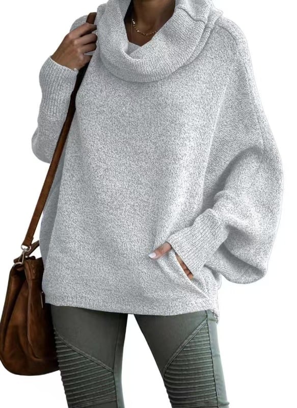 🍁Cowl Neck Batwing Sleeve Pullover Sweater with Pockets