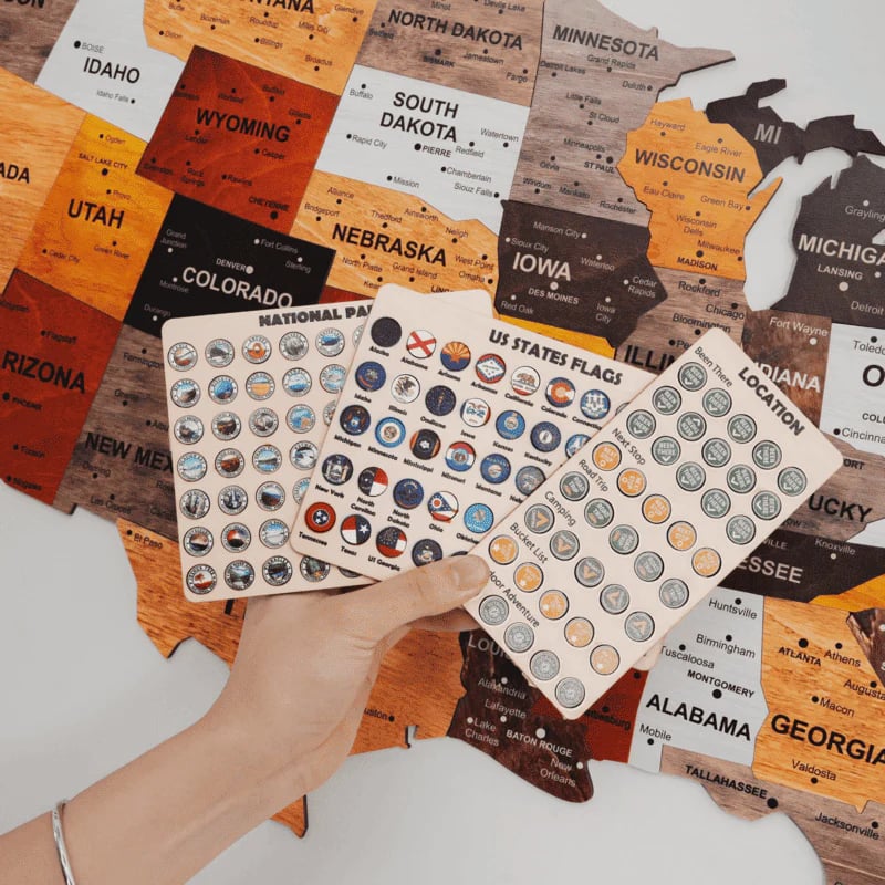 The United States Wooden Map Puzzle Full Packed