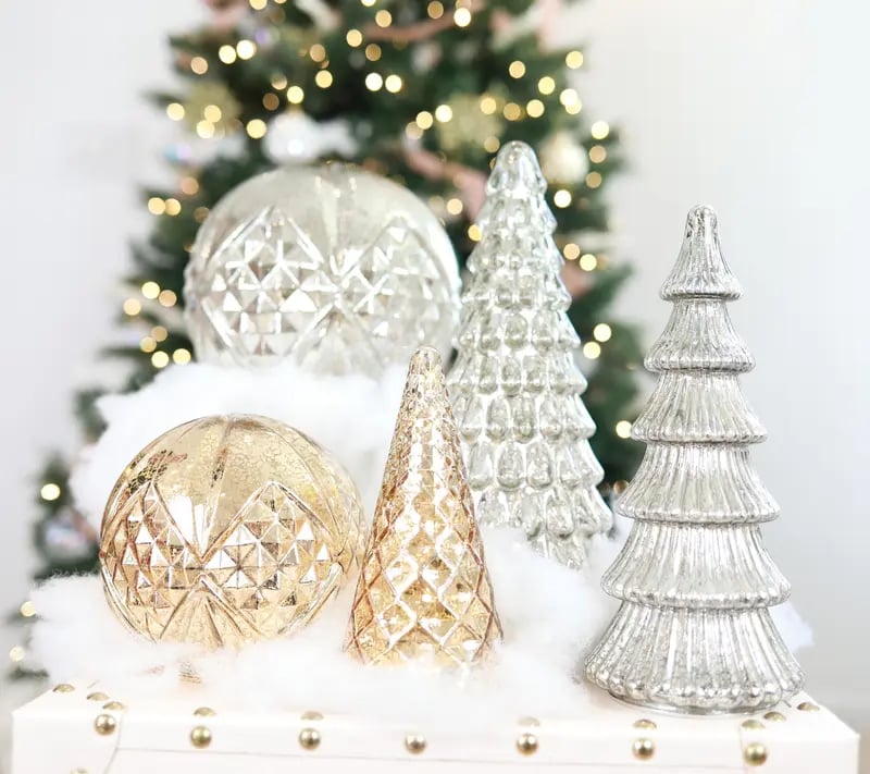 🔥🔥BFF Collection Set of 5 Illuminated Mercury Glass Trees