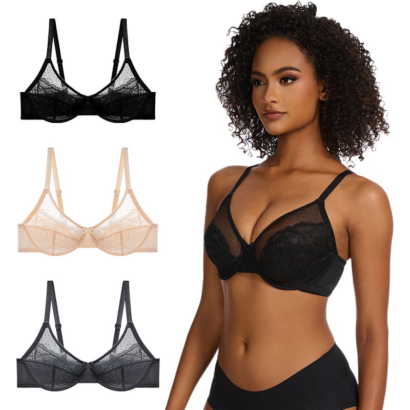 🔥Enchante Floral Lace Unlined Comfort Non-padded Full Coverage Plus Size Underwire Bra