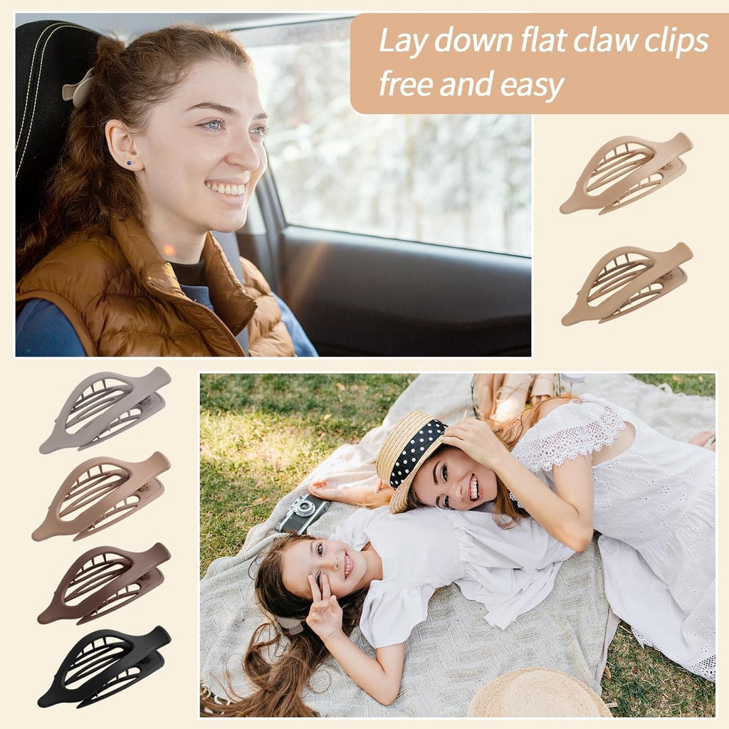 🌞Summer Hot Sale✨French Concord Flat Hair Clips, Curved Claw Clips for Women Girls, Lay Down Claw Clips, Valentine's Day Gifts Accessories