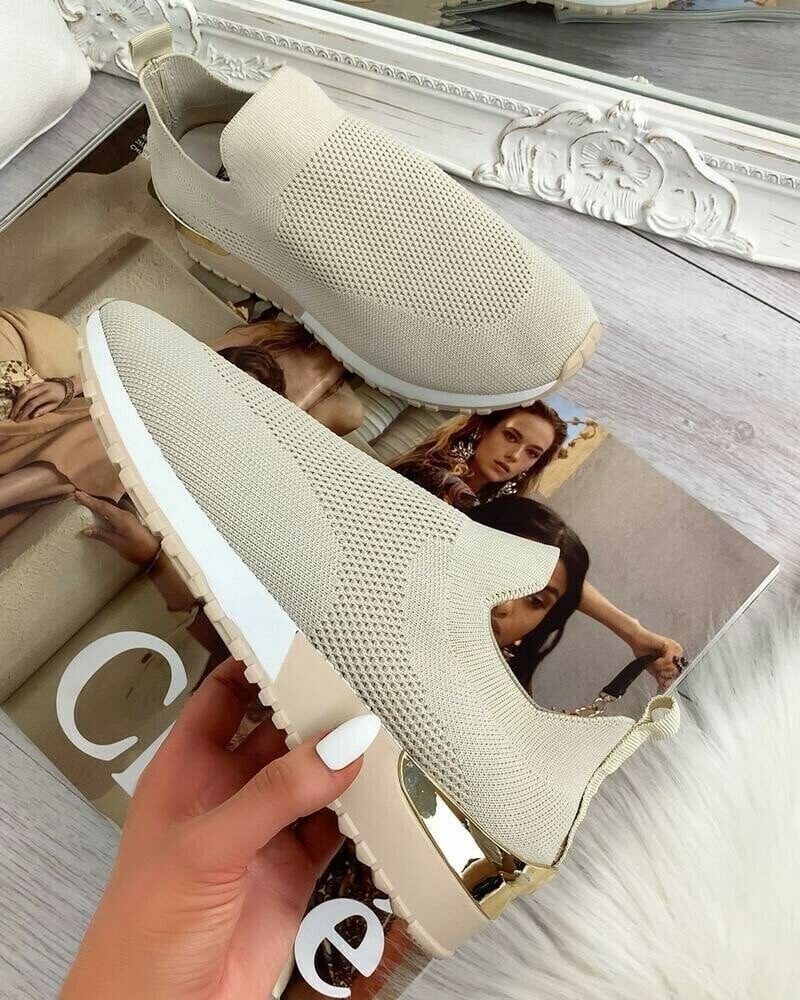 Elegant elastic slip-on flat shoes