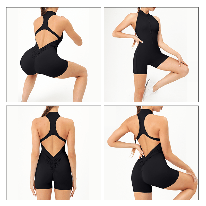 🚀Sports Back Zipper Tight Fitness Jumpsuit