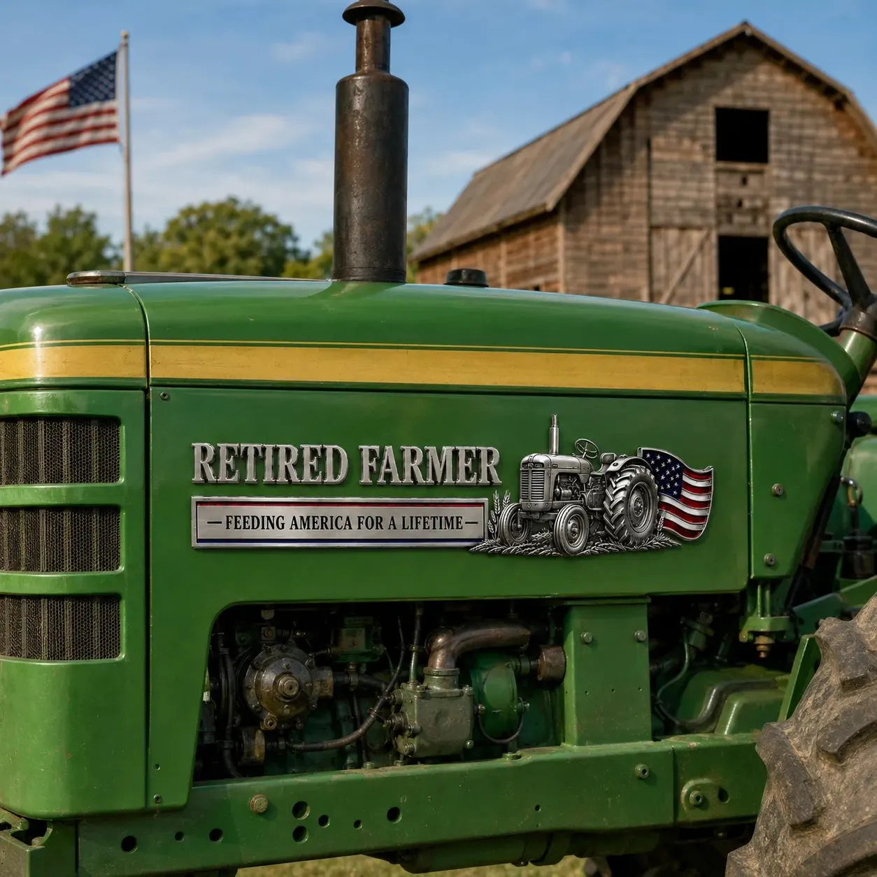 🏆Retired Farmer – Feeding America for a Lifetime Metal Emblem