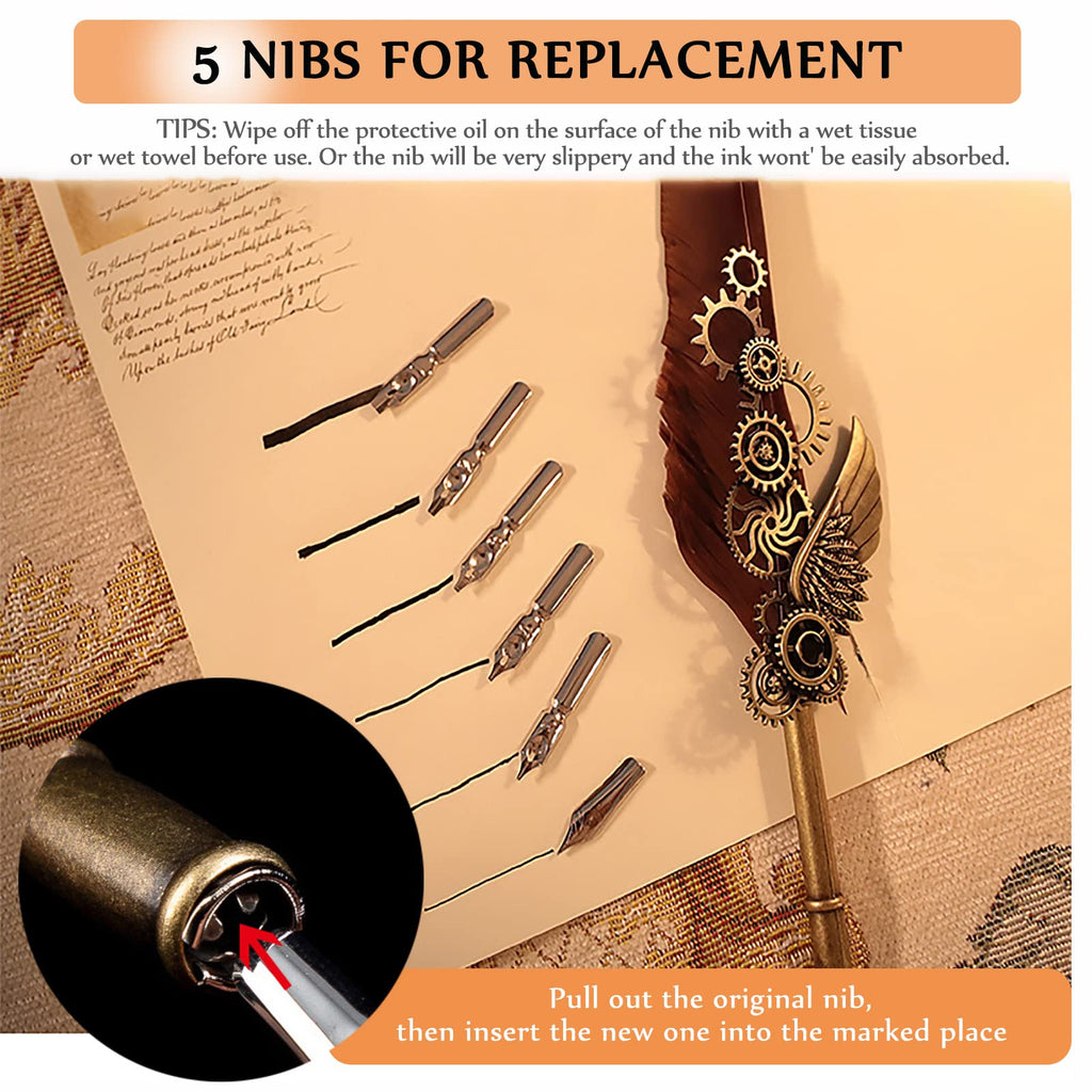 (🎄Early Christmas Sale - Save 49% OFF & Buy 2 Free shipping)  Steampunk Quill Pen Set with Ink Set