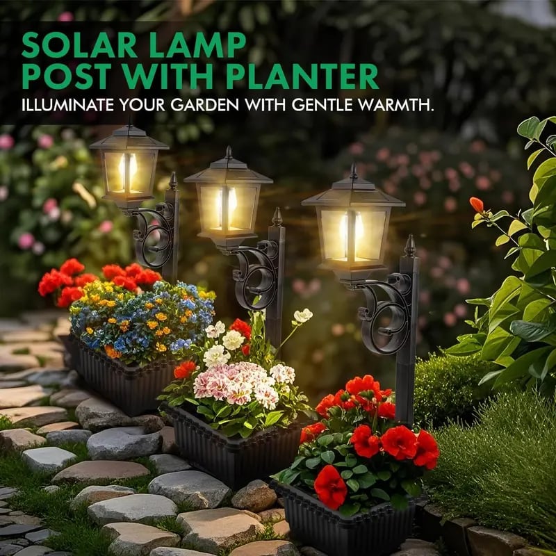 Solar Post Light With Planter