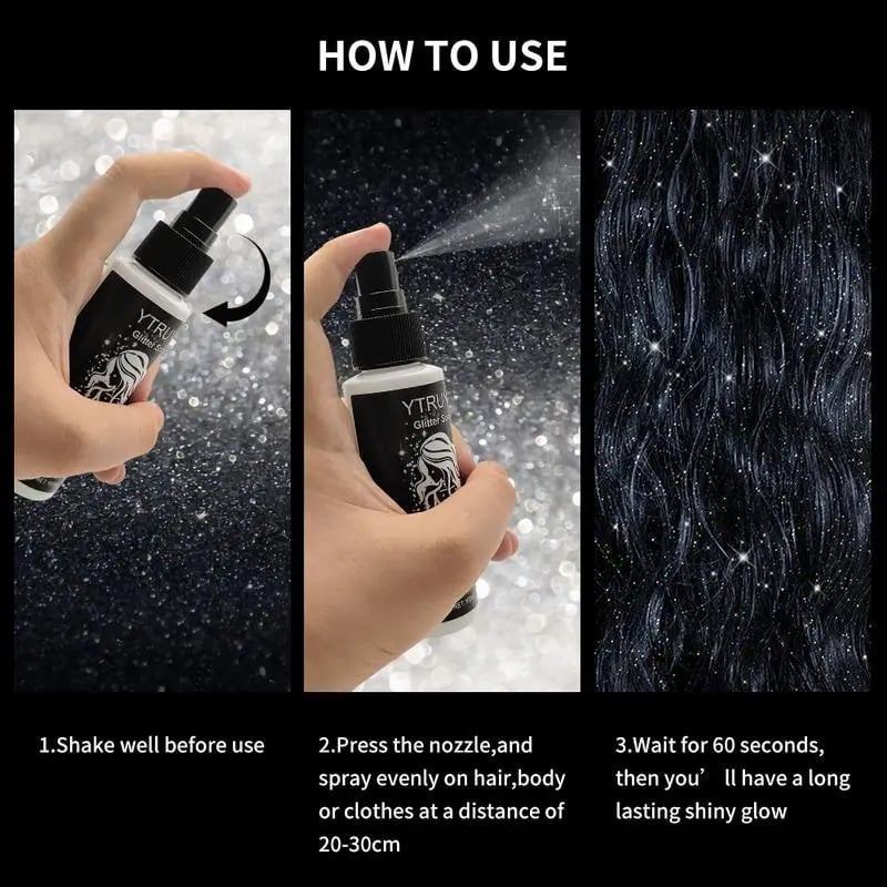 ✨ Quick-Dry Glitter Spray Set – Shine Instantly, Anywhere! (Silver, 3.38Fl Oz)