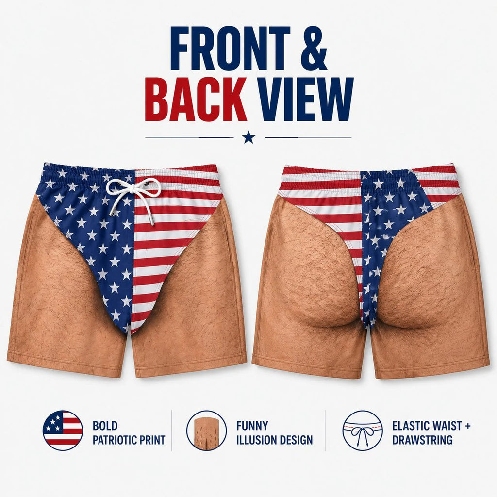 🇺🇸 Funny Patriotic Men’s Swim Trunks – Freedom & Chill Summer Beach Shorts