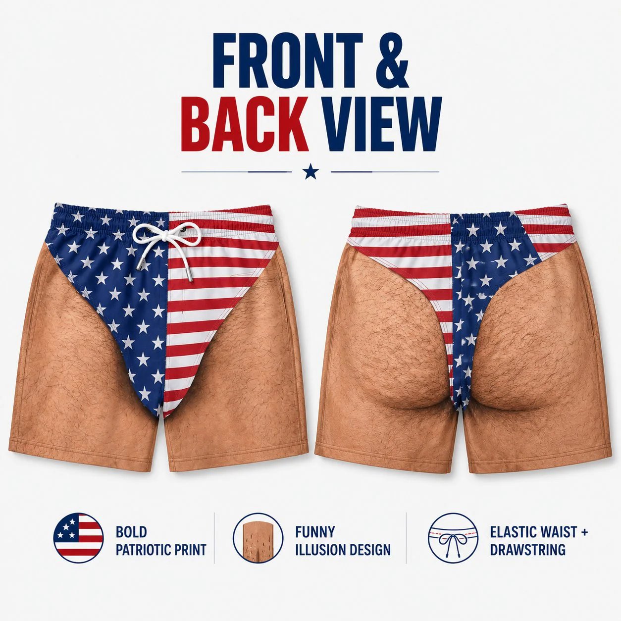 🇺🇸 Funny Patriotic Men’s Swim Trunks – Freedom & Chill Summer Beach Shorts