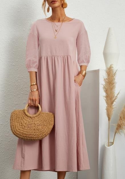 💝Lantern Sleeve Cotton And Linen Summer Dress