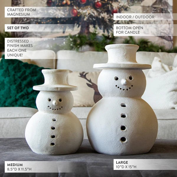 ⛄️ Frosted Snowman Luminaries Set of 2