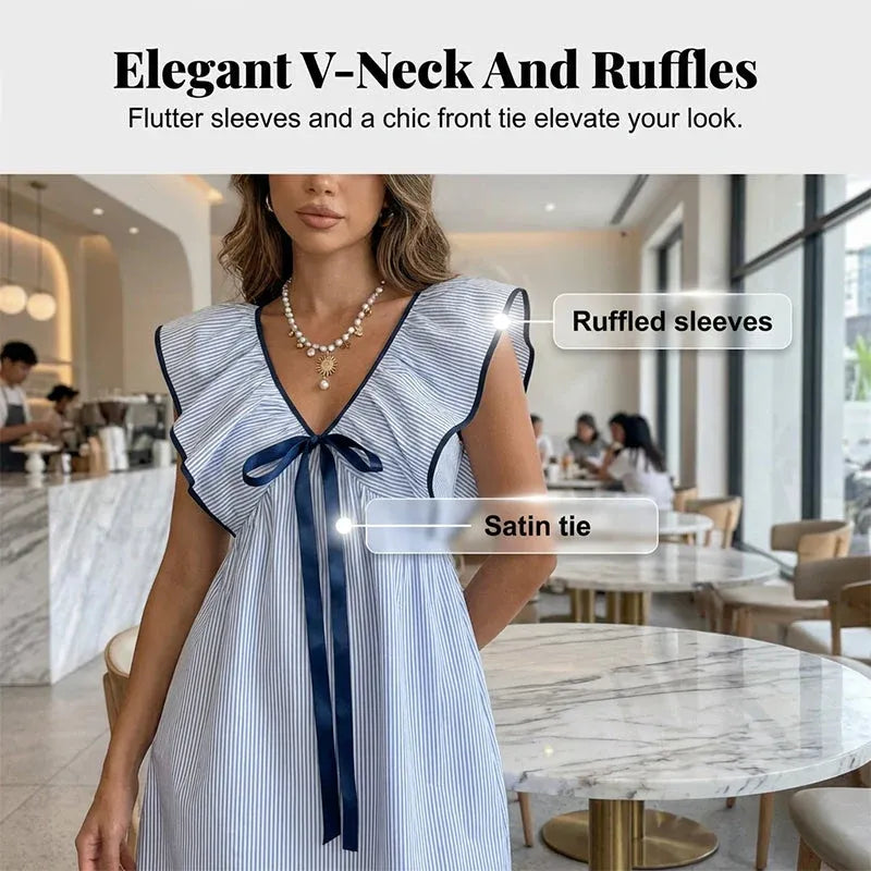 💥Women's V Neck Babydoll Mini Dress