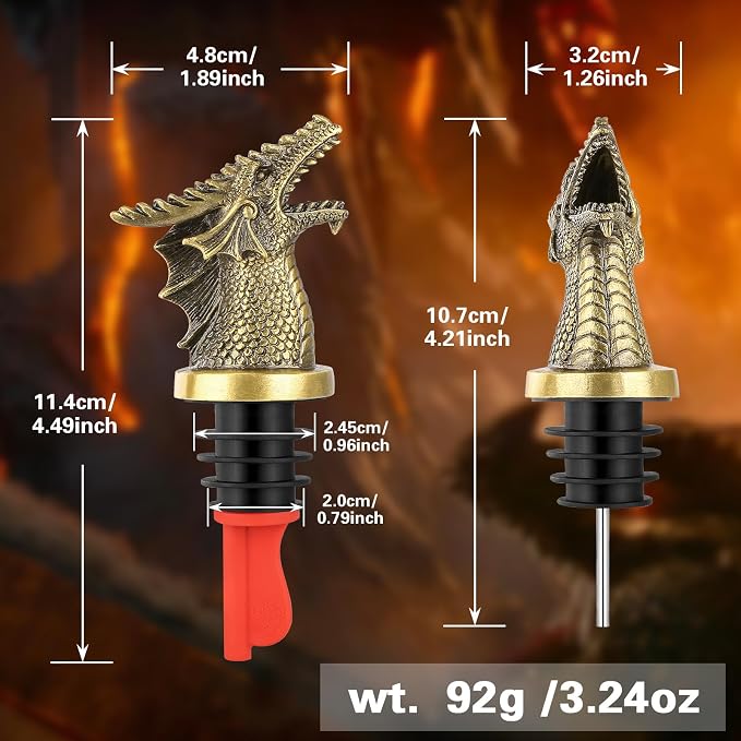 Dragon Head Wine Pourer & Bottle Stopper Set