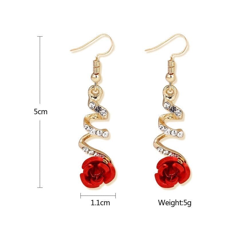 Red Rose Series Jewelry—Earrings & Necklaces