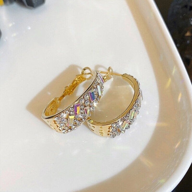 Hot sale 💥  silver  Fancy diamond geometric earrings