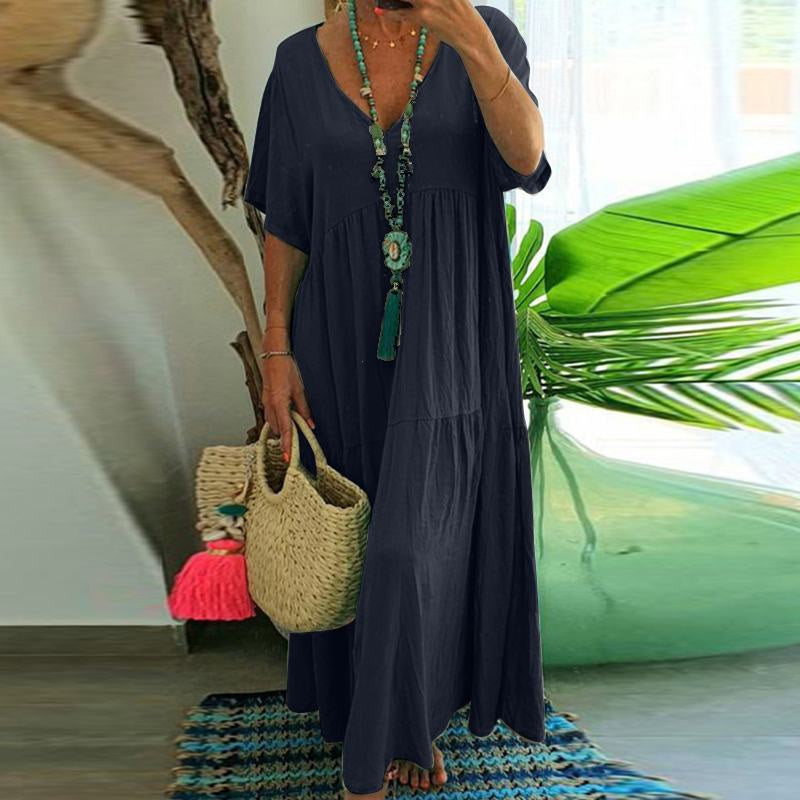 📢📢⏰Women’s Casual Long Dress with Short Sleeves