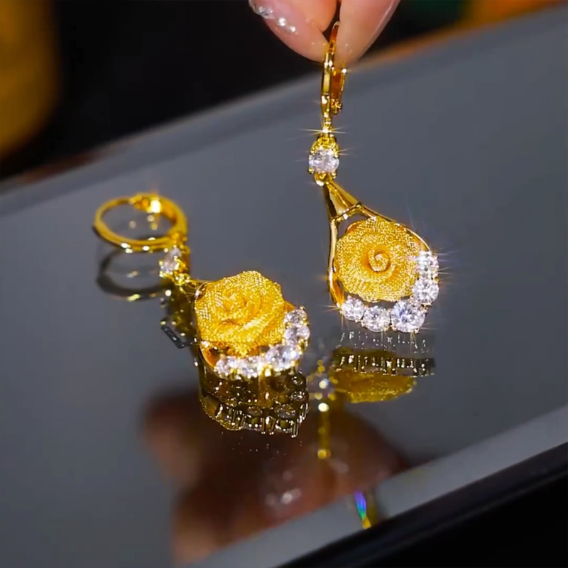 Elegant Mesh Rose Earrings