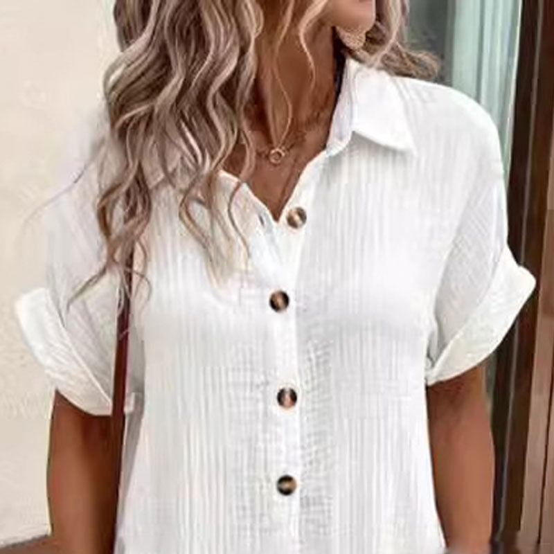 ⏰Women's Buttoned Short Sleeve Pocket Casual Shirt Dress