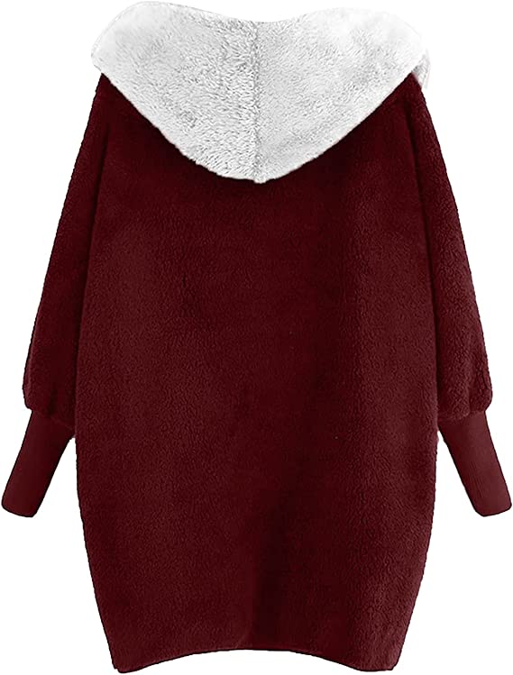 Women's Winter Warm Spliced Open Front Long Sleeve Plush Cardigan