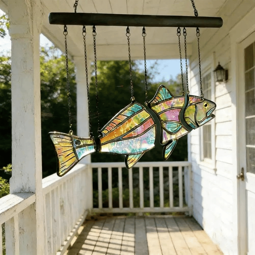 Handcrafted Stained Glass Red Drum-The Illusion of Swimming
