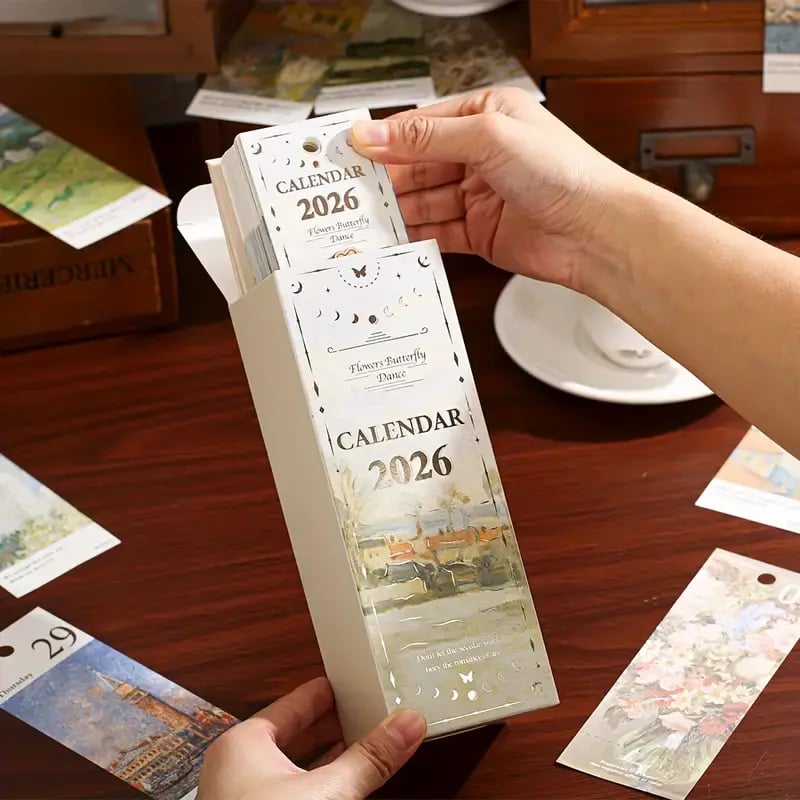 European Style Oil Painting Flip Calendar