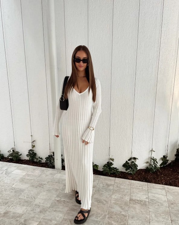 2023 FALL NEW SLEEVED KNIT MIDI DRESS