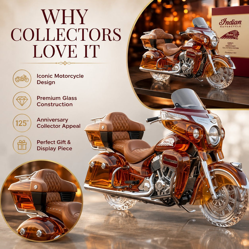 Indian Motorcycle Roadmaster 125th Anniversary Collectors Edition Whiskey Bottle