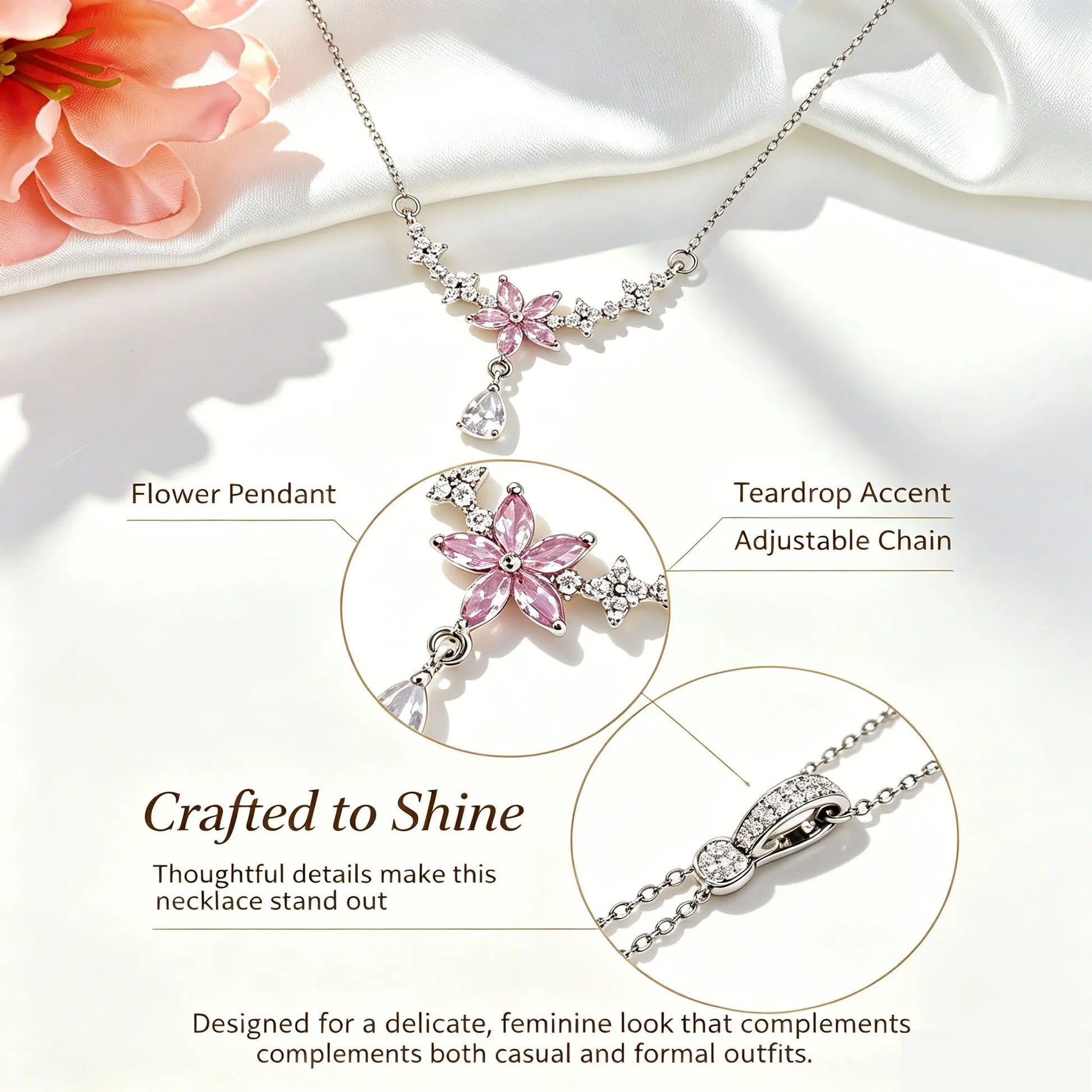 Sakura Star Teardrop Necklace - Glowing Collarbone Jewelry for Her