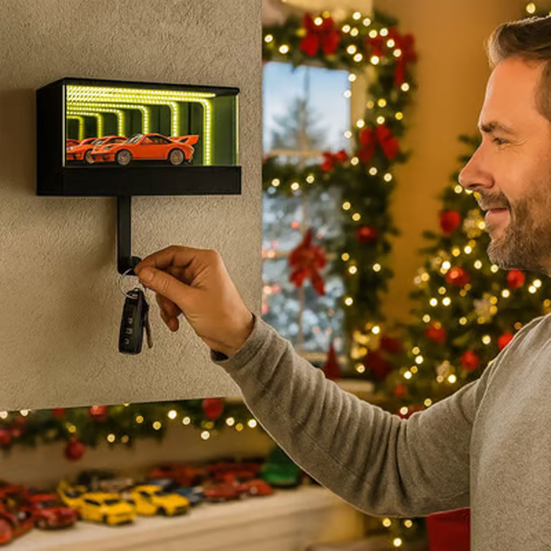 🚗 Infinity Mirror LED Garage Key Holder