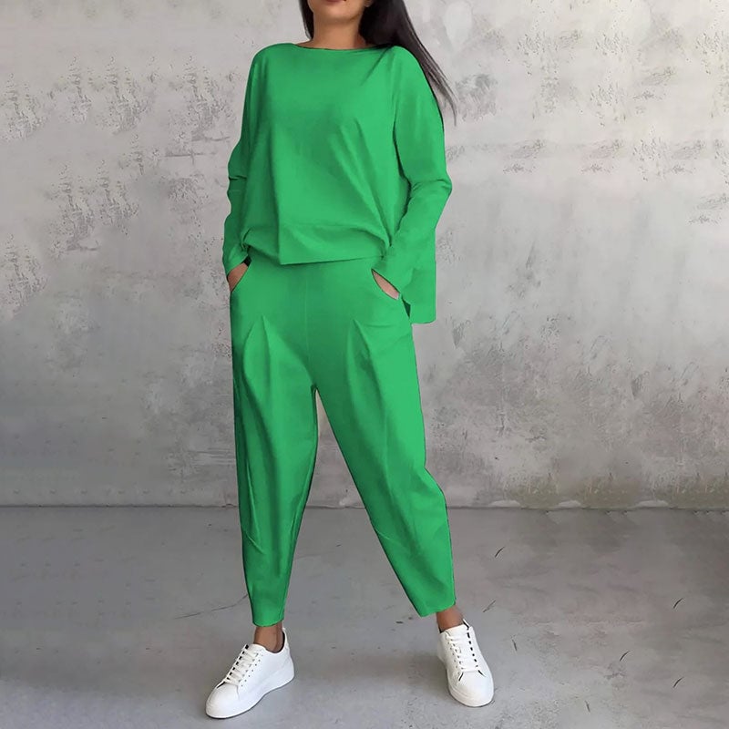 🌸Women's 2-piece set: long-sleeved round neck top + pants
